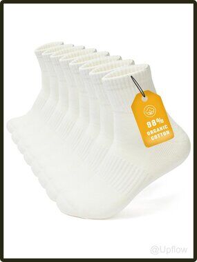 Men's Cotton Cushioned Ankle Athletic Socks 4 Pair Seamless Toe Running Quarter